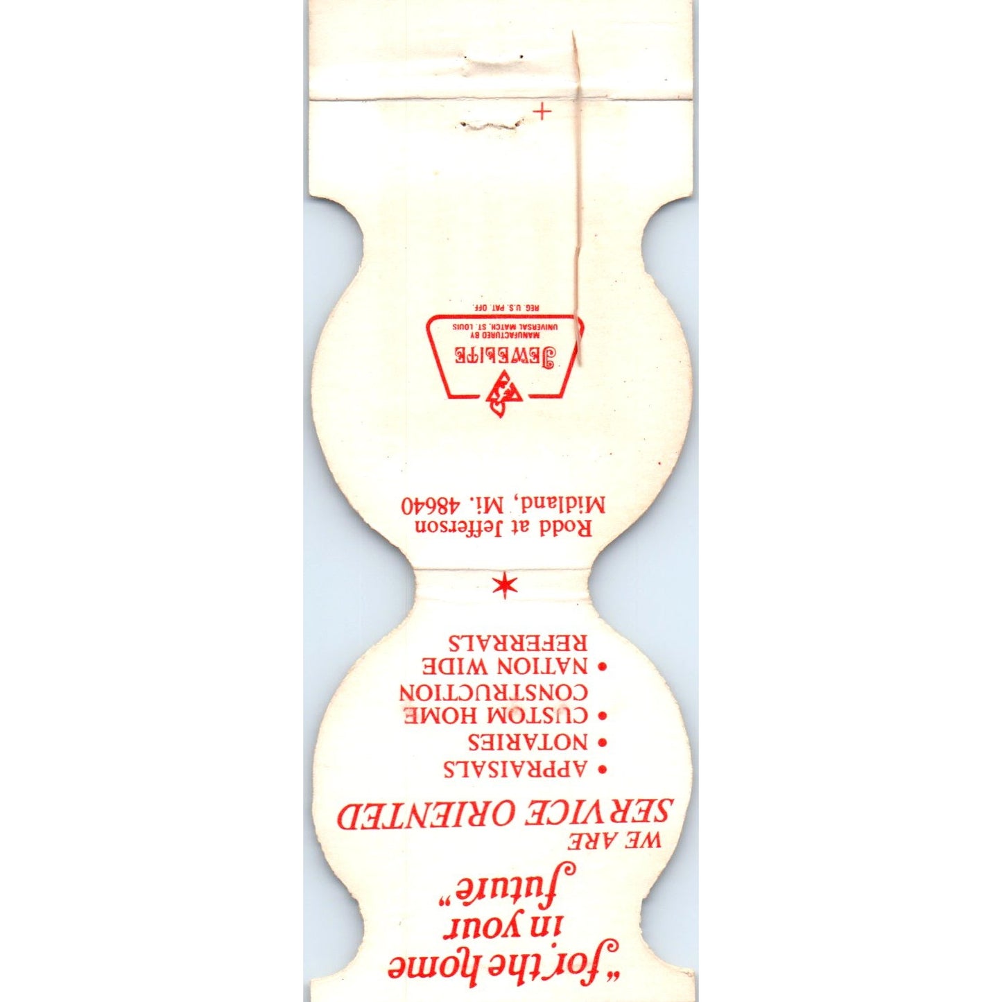 Blackhurst Realtors Midland MI Die Cut Advertising Matchbook Cover SA6-M3