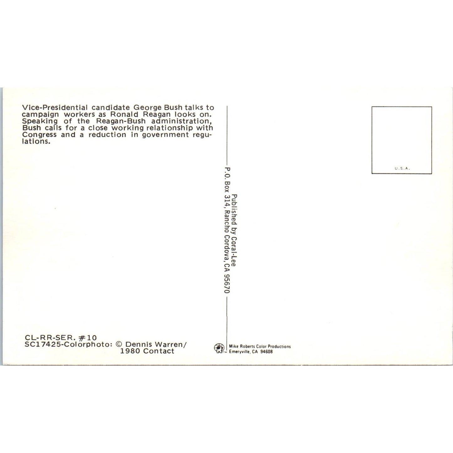 VP Candidate George Bush Speech 1980 Original Postcard TK1-26