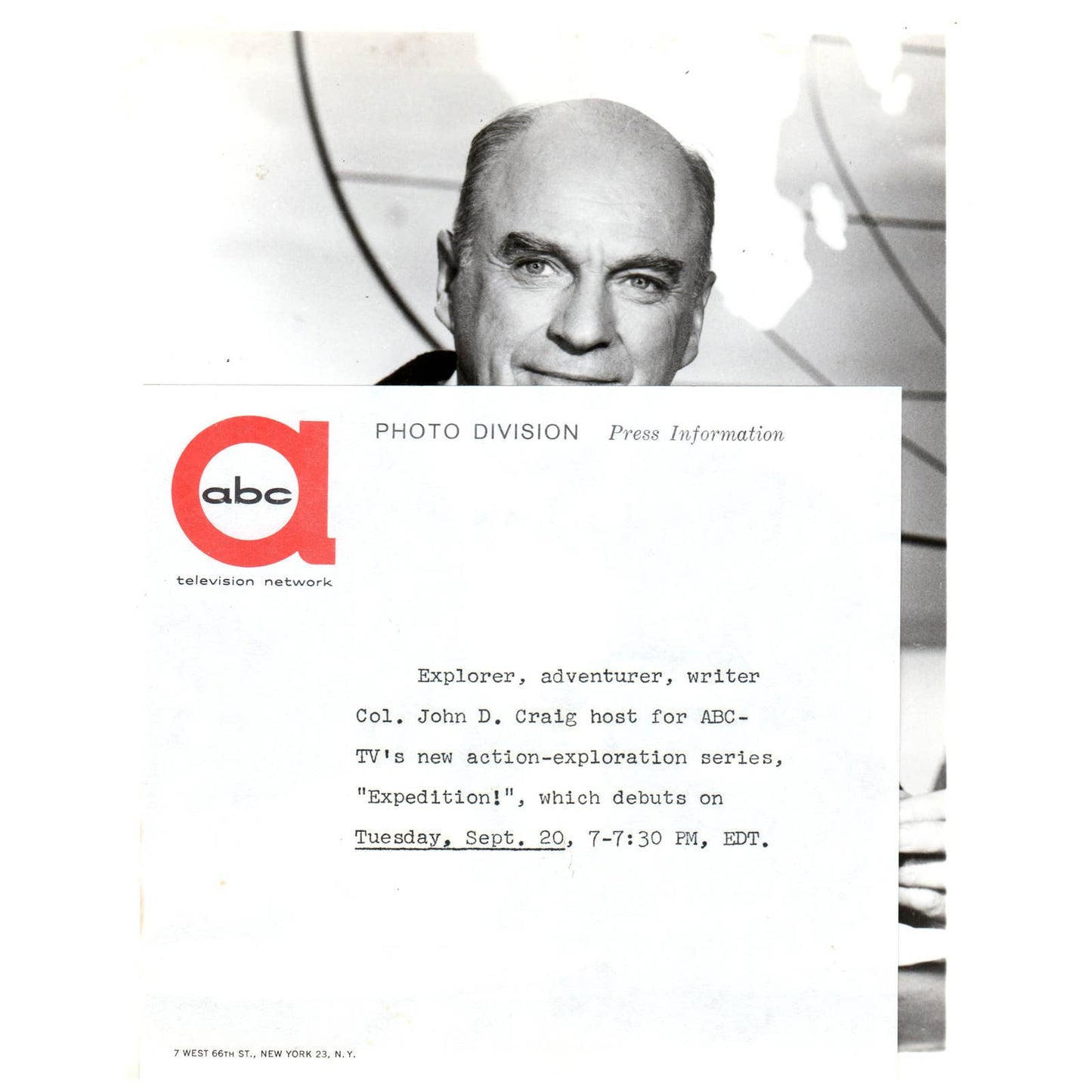 c1960 Press Photo Col. John D. Craig Host of Expedition! ABC TJ7-1