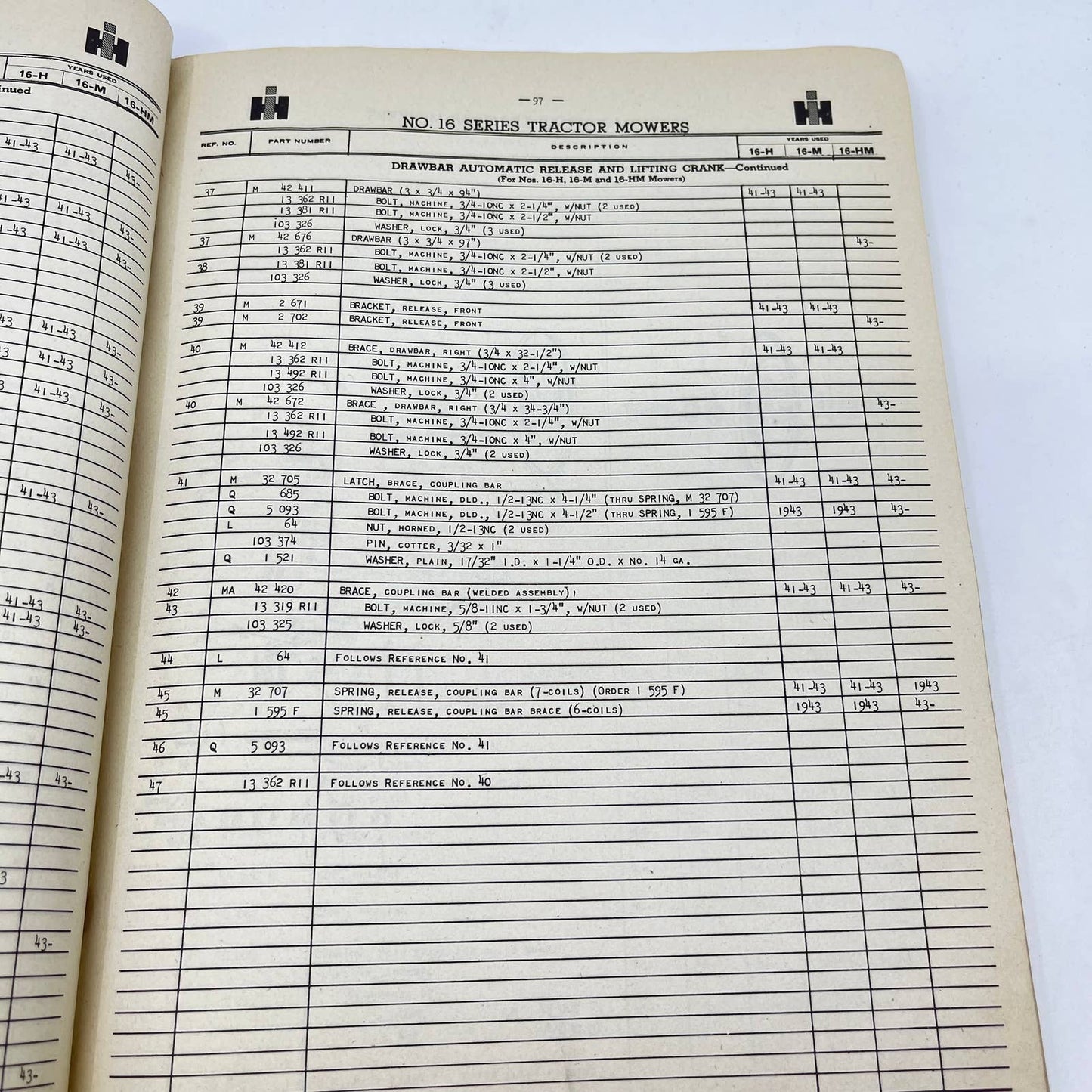 Original McCormick MR-2 Parts Catalog Mowers Knife and Tool Grinders IH TF8