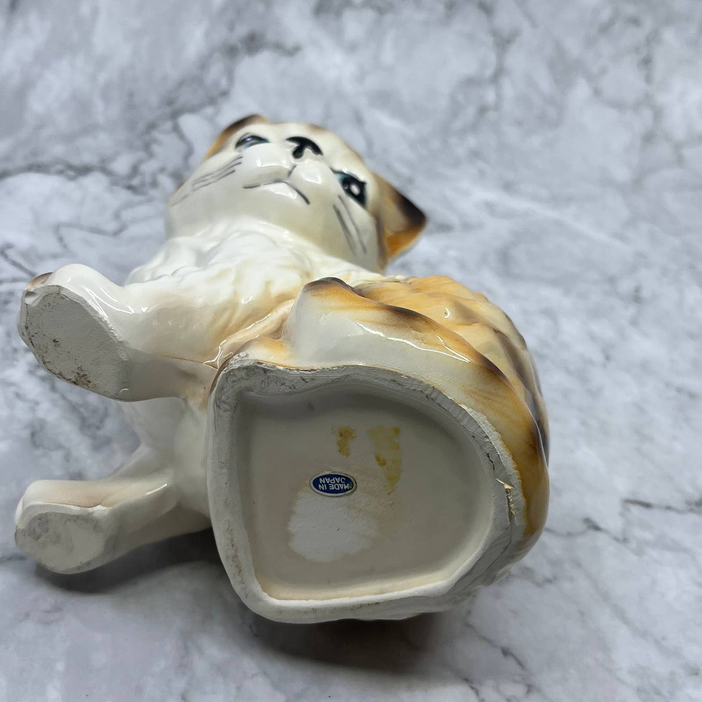 1970s Retro Tabby Cat Ceramic Planter 5x6" TE3
