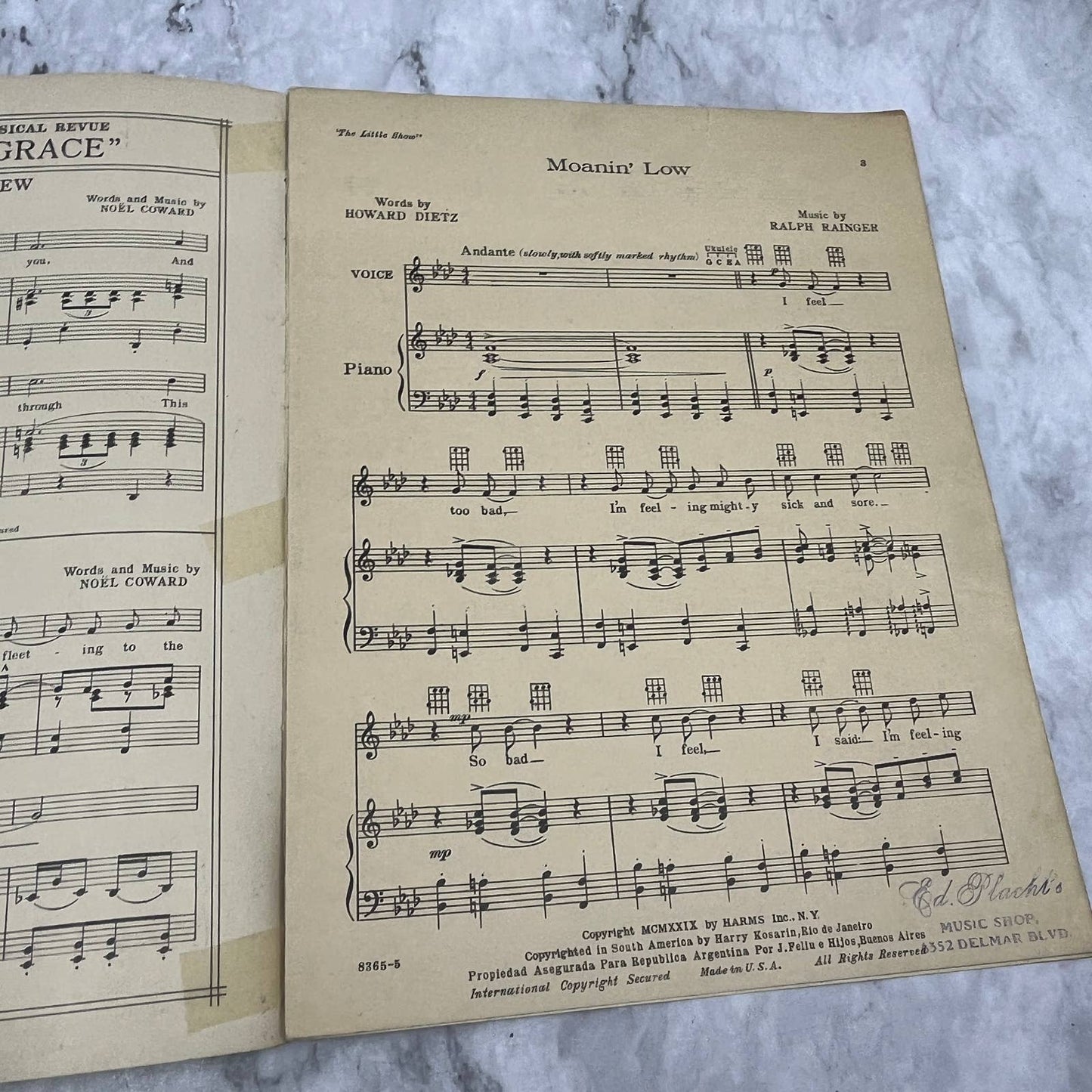 Moanin Low The Little Show Brady, Wiman, Schwartz 1919 Sheet Music TK2-SM4