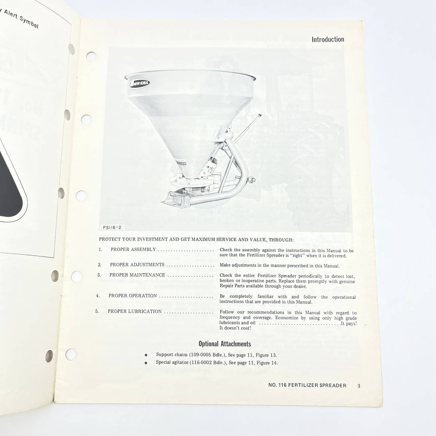 Original 1975 New Idea Manual FS-117 116 3 Point Hitch Spinner Fertilizer TB9-3