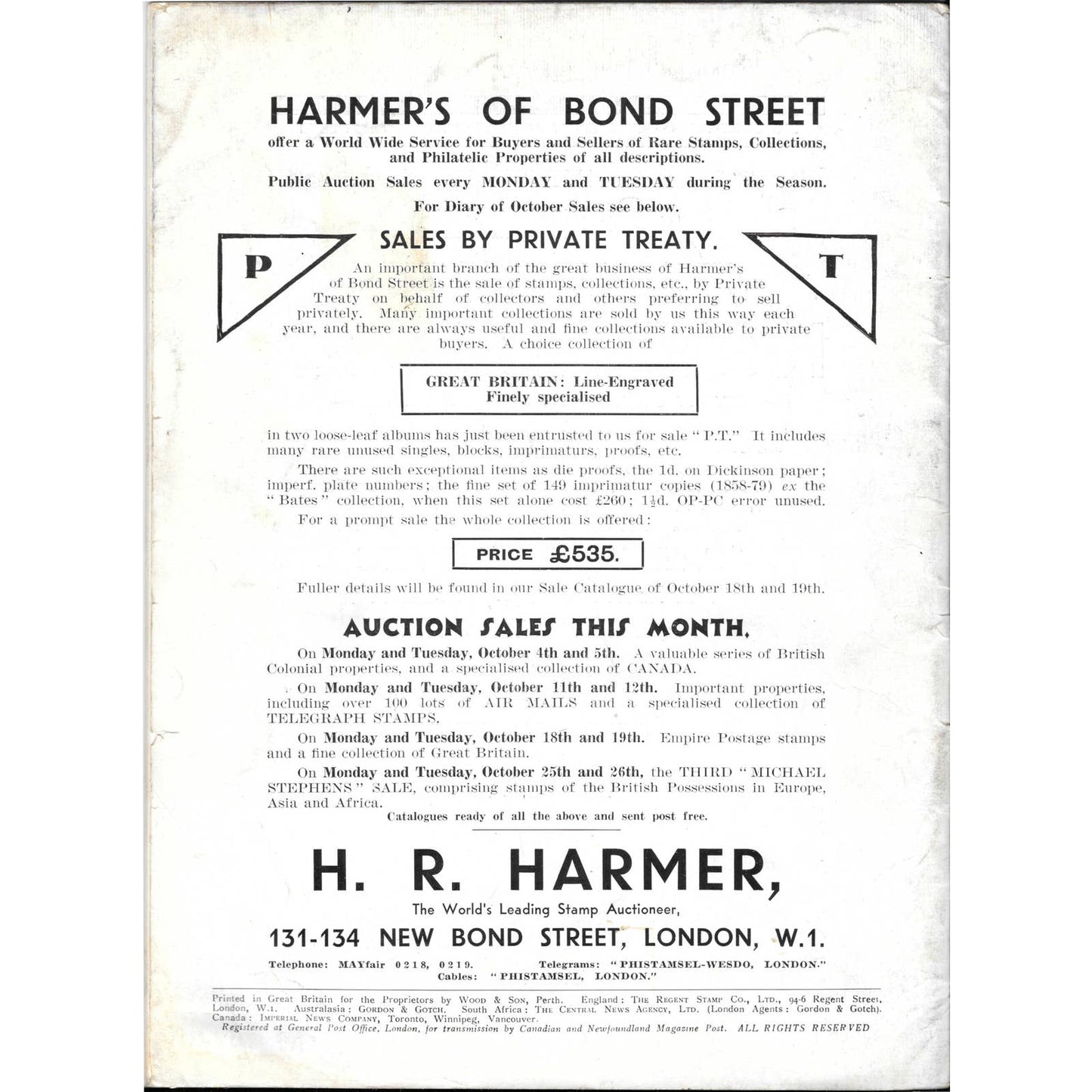 Oct 1937 The Philatelist Magazine Published By The Regent Stamp Company TJ7