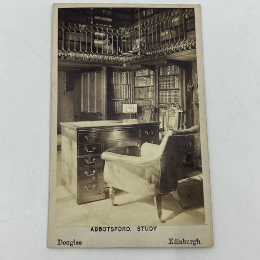 c1900 Victorian Photo Card Abbotsford Study Interior View Douglas Edinburgh AC2