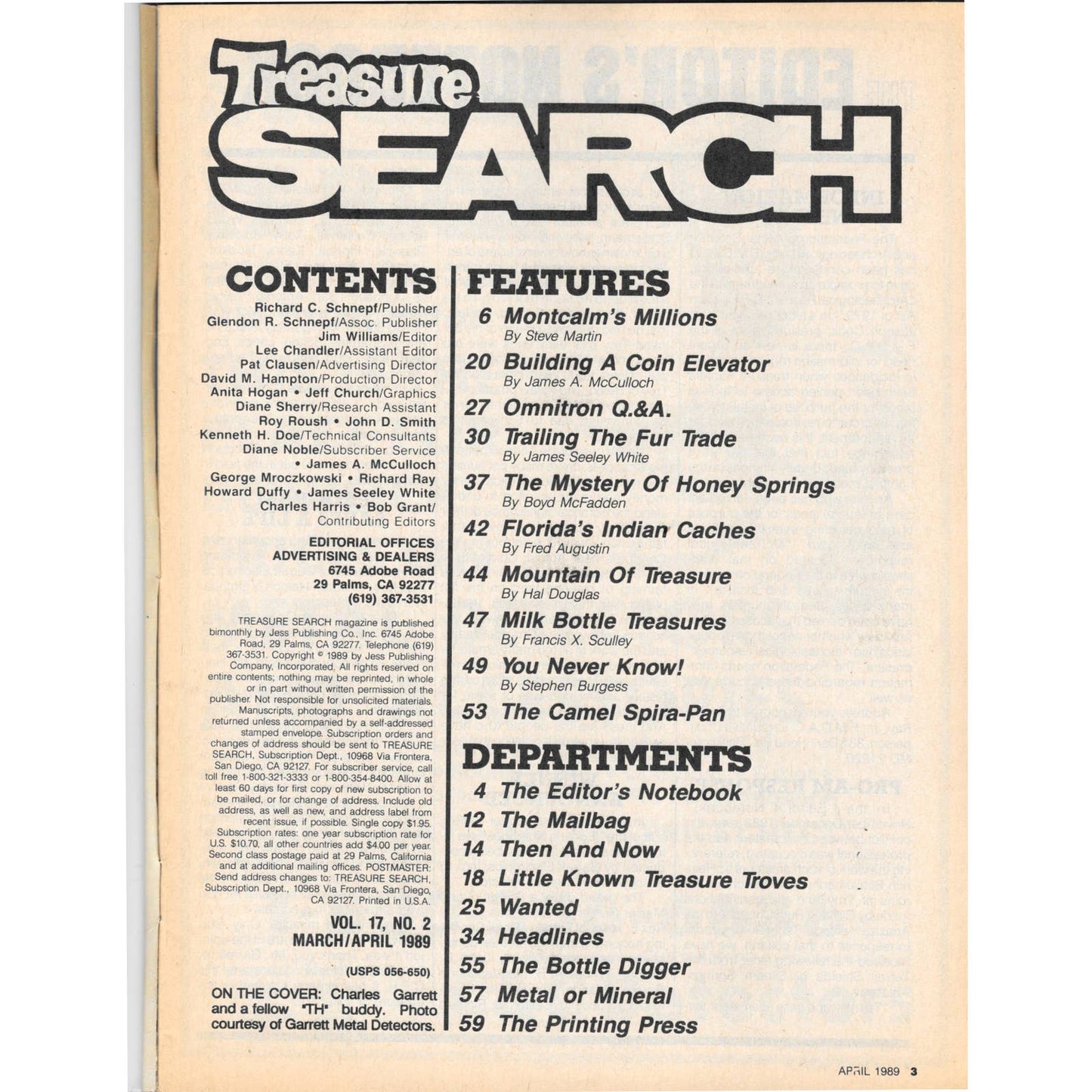 Treasure Search Magazine 1989 May/June Metal Detecting Gold Diamonds M2