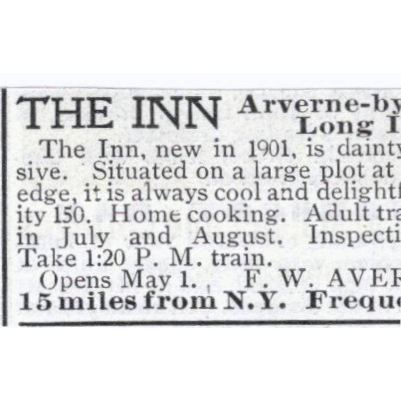 The Inn Arverne By the Sea Long Island F.W. Avery NY - 1903 Original Ad TJ7-S9
