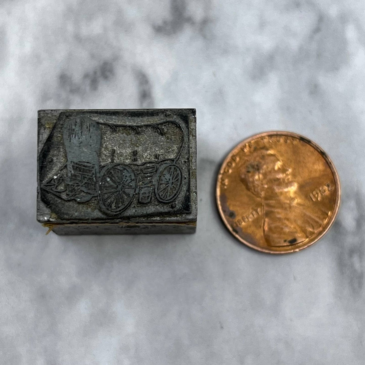 Vintage Printing Letterpress Printers Block Plate Covered Wagon SE821