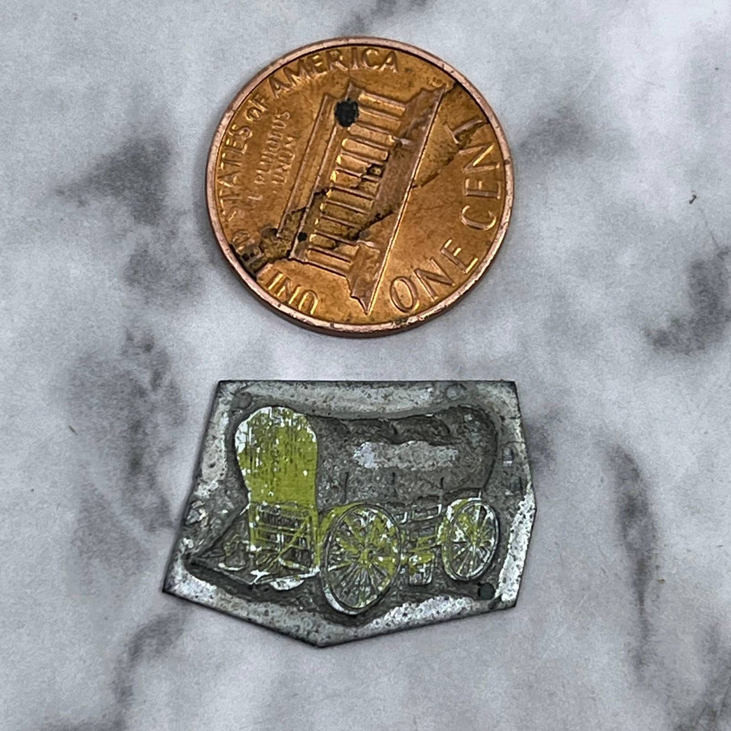 Vintage Printing Letterpress Printers Block Plate Covered Wagon TJ514