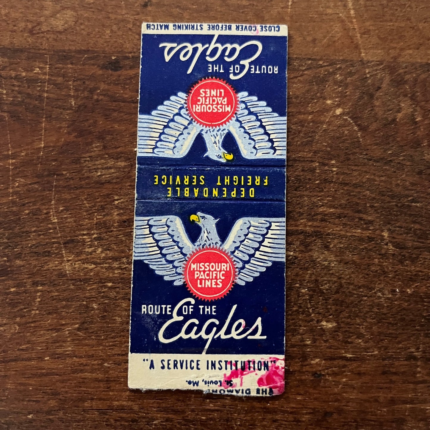 Missouri Pacific Lines Route of the Eagles Advertising Matchbook Cover MM11-8