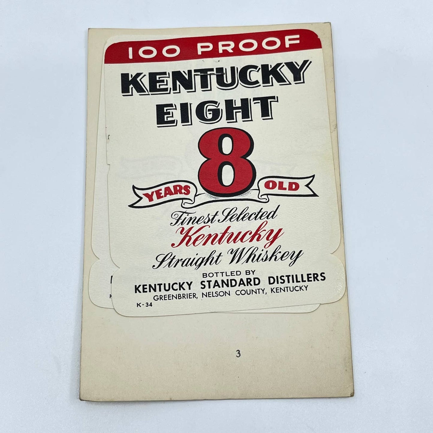 Kentucky Eight Whiskey Label Set of 3 Kentucky Standard Distillers Greenbrier