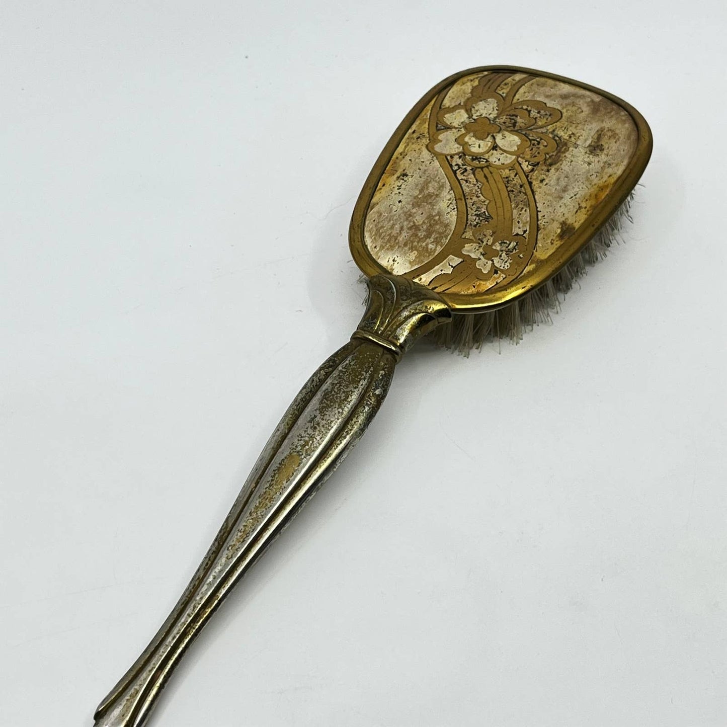 Vintage Art Deco Brass Vanity Hair Brush 10.5” TF3