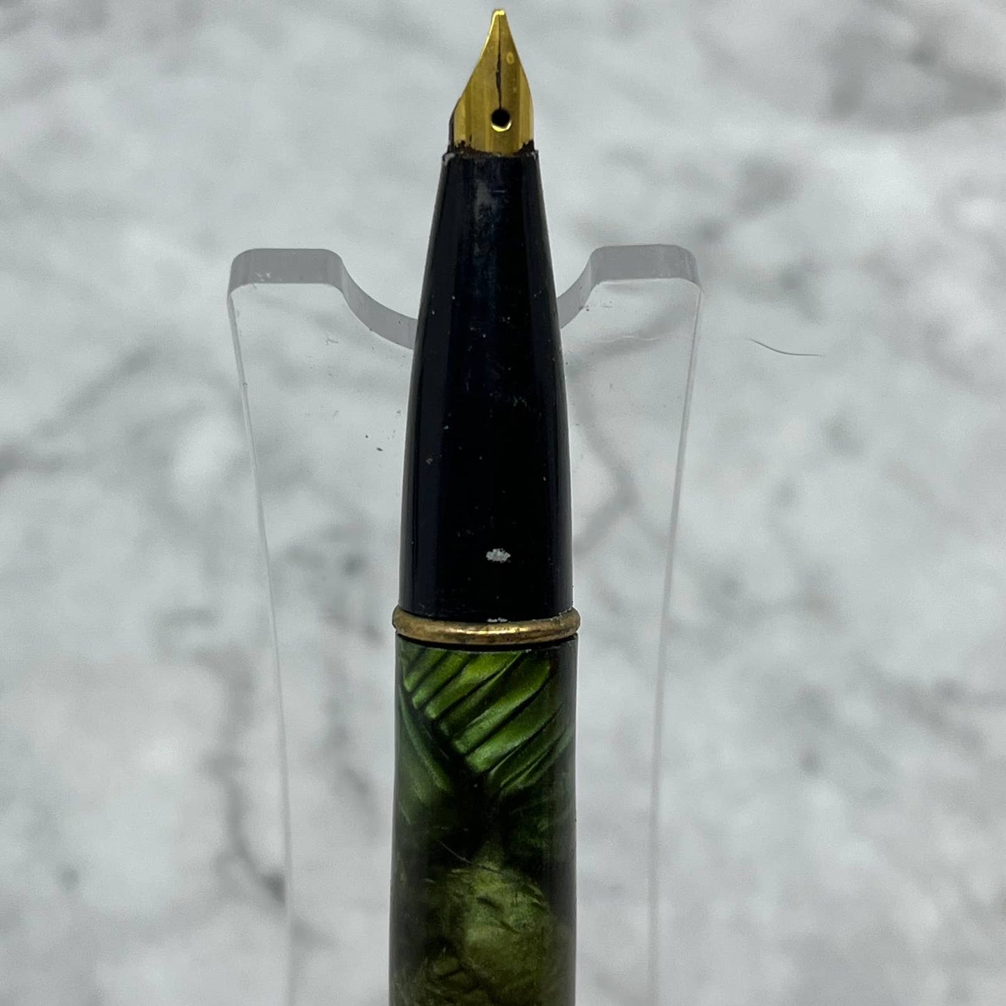 Vintage CHAMPION Marbleized Green Celluloid Fountain Pen Lever Fill SE6