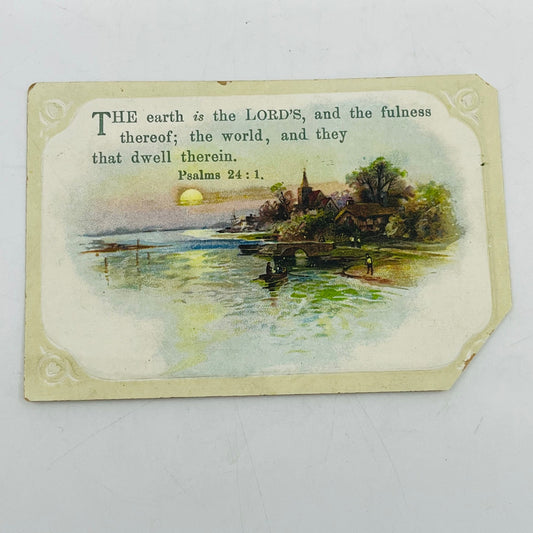 1880s Victorian Christian Holy Prayer Card Psalms 24:1 Notable Verses AH9-M9