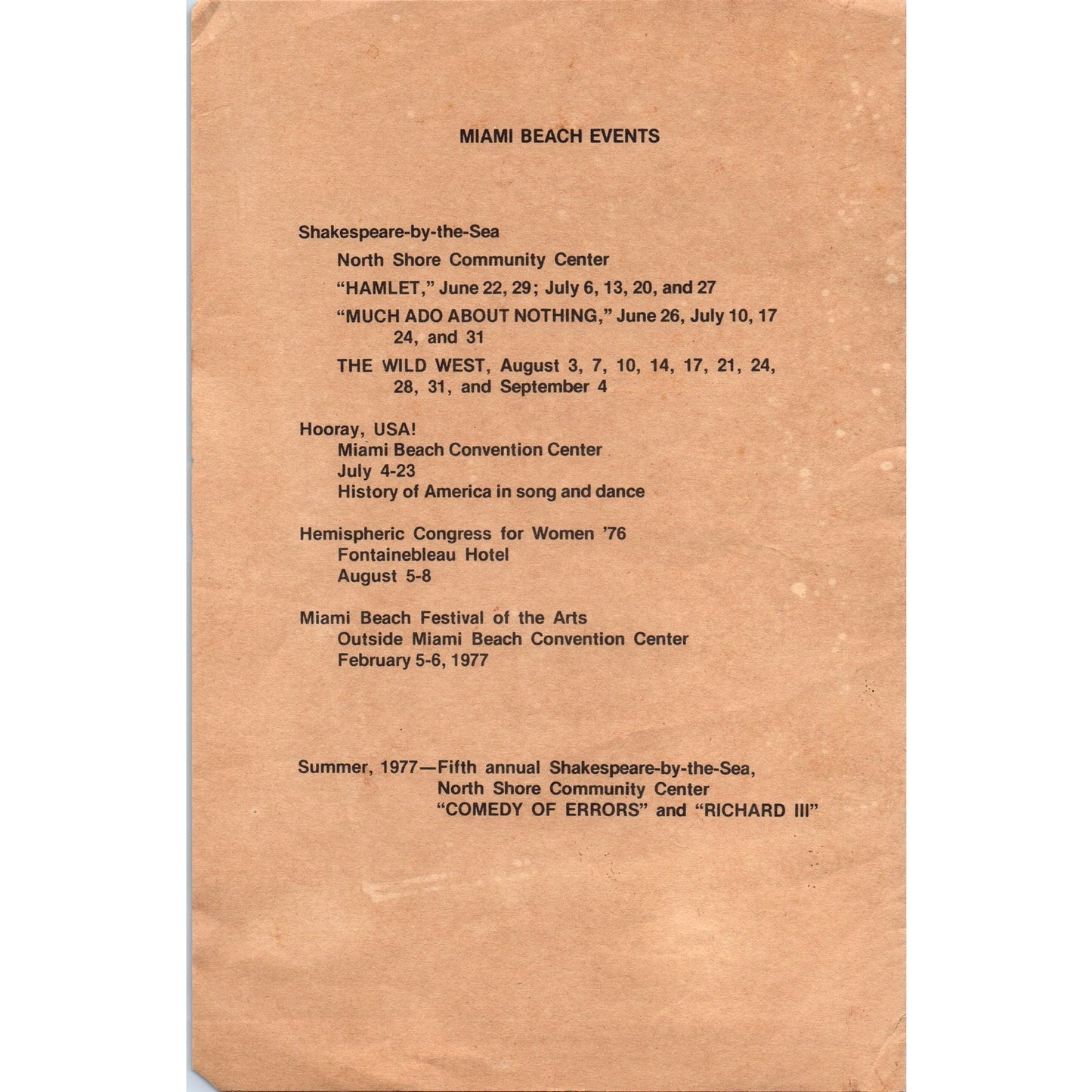 1977 Hamlet Program - Miami Beach Tourist Development Authority TH2-SF2