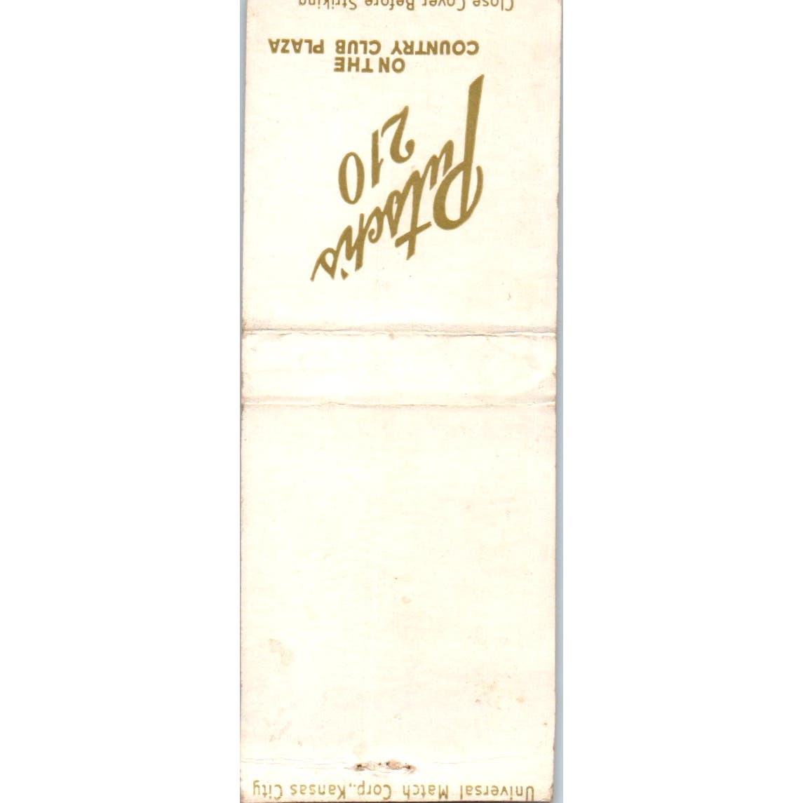 Putsch's 210 Restaurant Kansas City MO Advertising Matchbook Cover SA9-M3