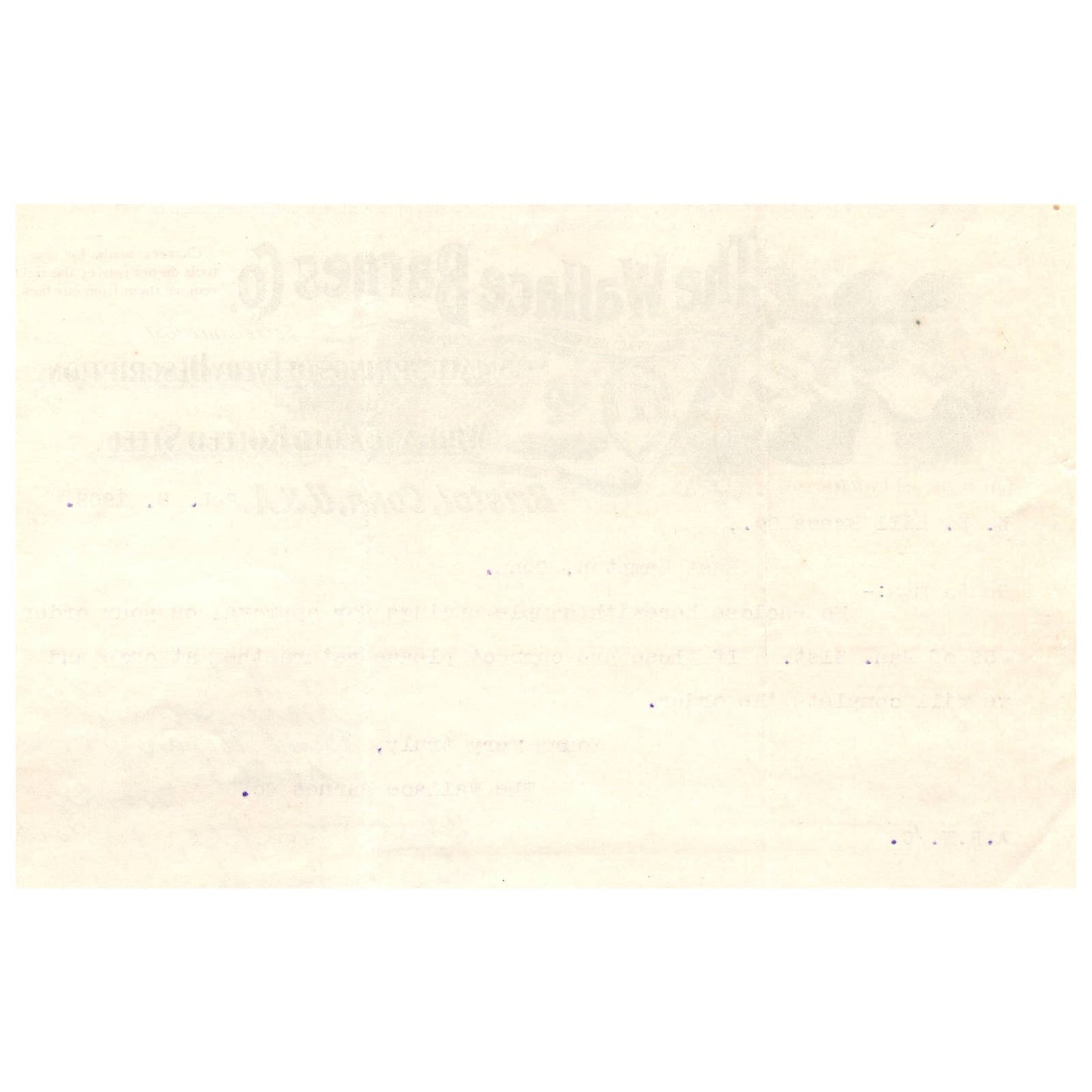 1902 The Wallace Barnes Co. Springs & Wire Letterhead Billhead Bristol CT AD1