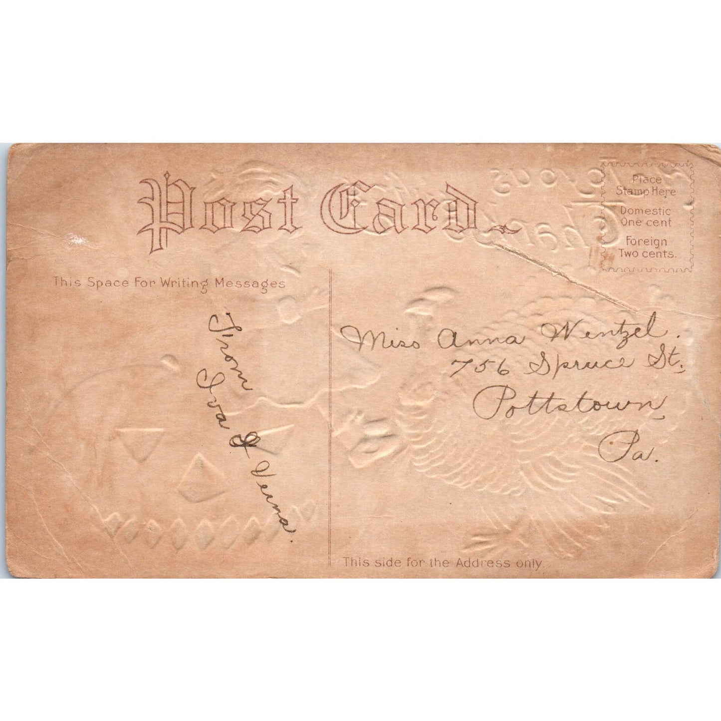 Thanksgiving Halloween Black Cat Jack O Lantern Turkey c1910 Postcard TK1-22