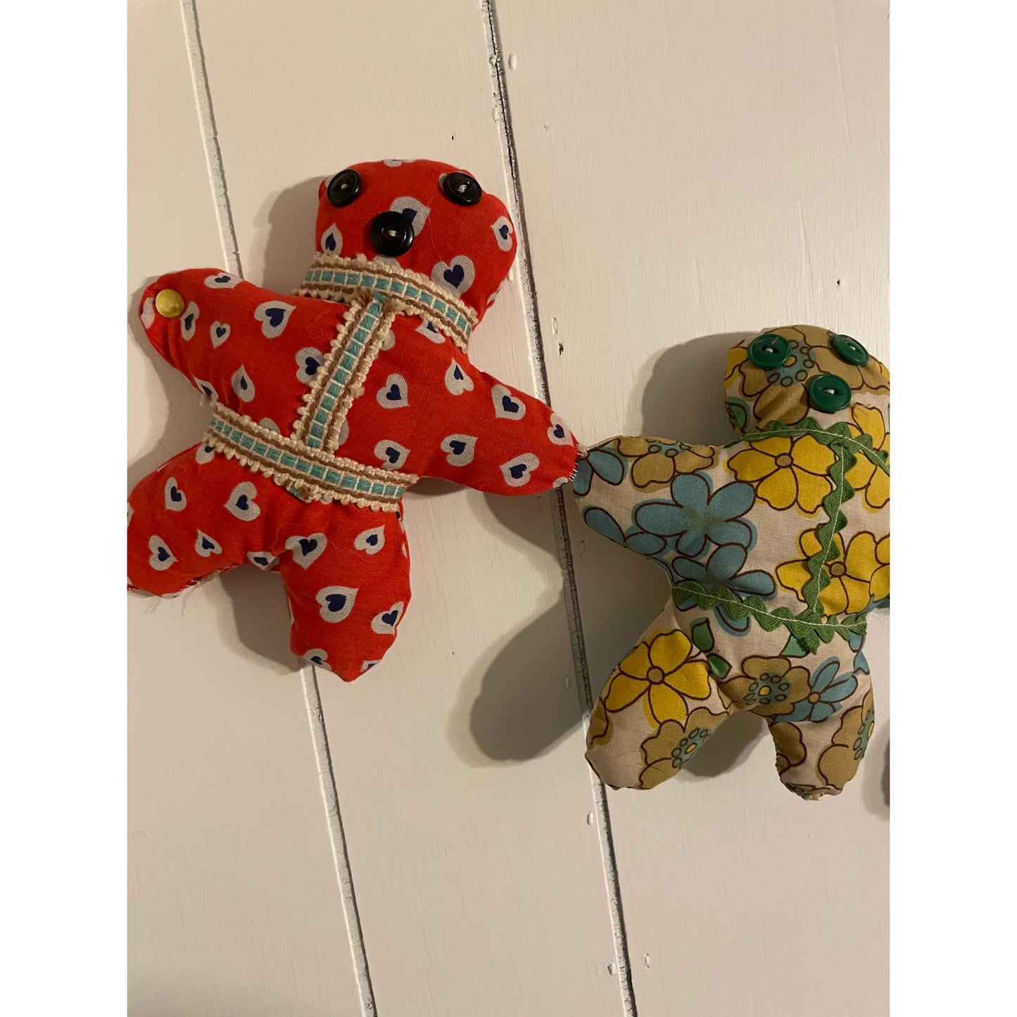 Vintage Handmade Boho Gothic Fabric Christmas Gingerbread Man Wall Garland