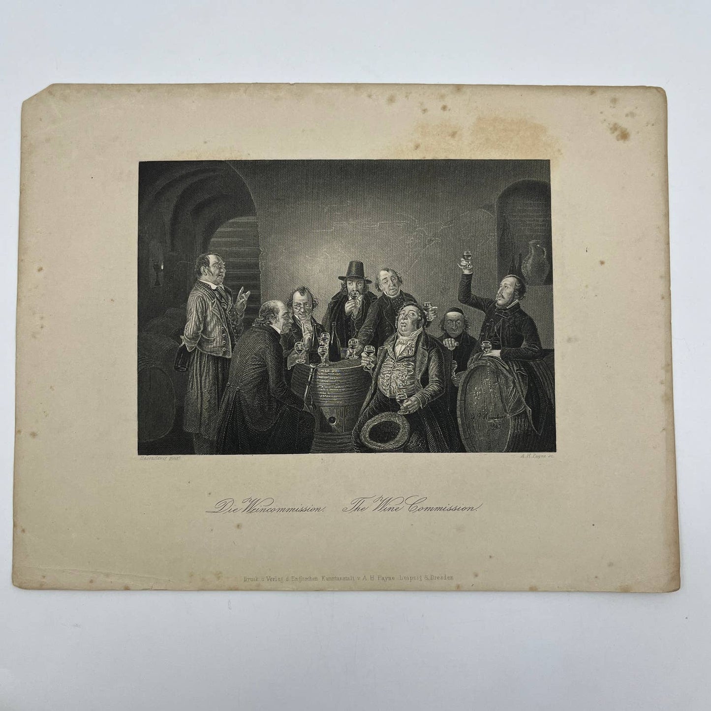 1864 Original Steel Art Engraving - The Wine Commission Hasenclever 8.5x11" AC3