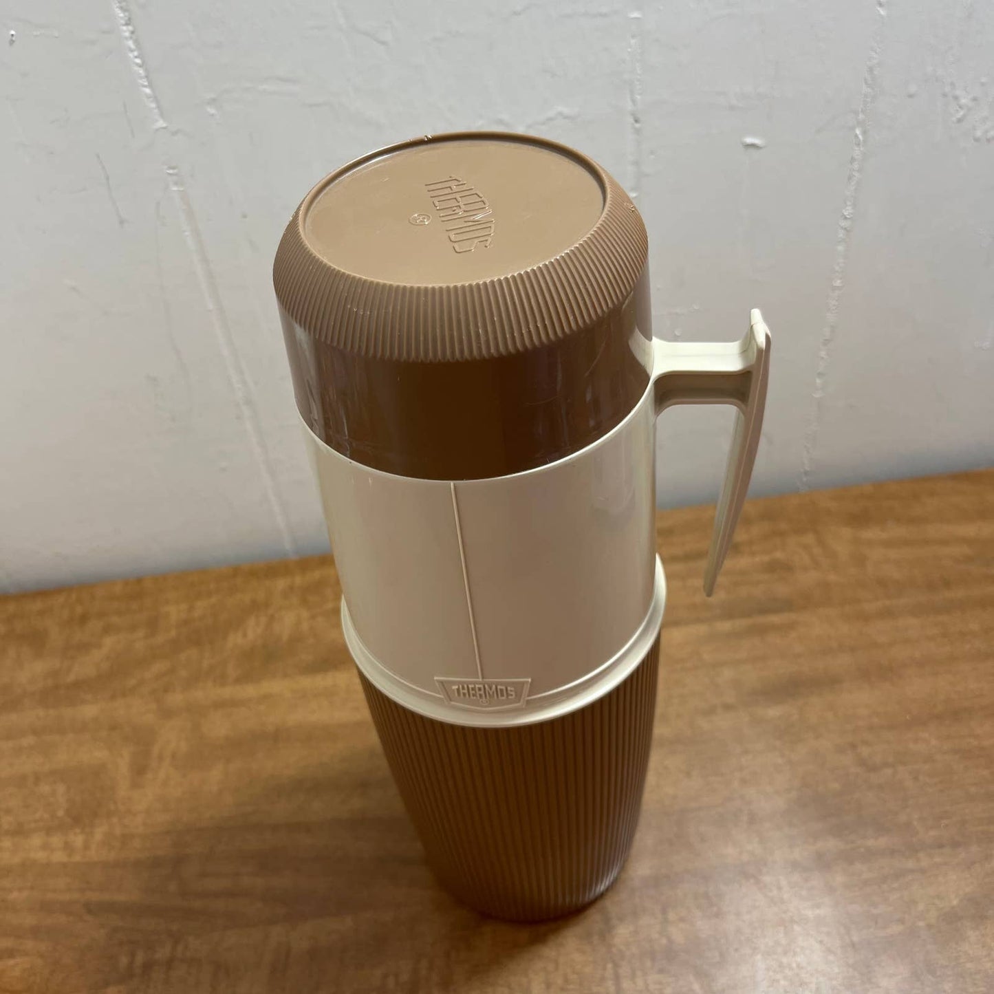 Retro Thermos Model 6402 Quart Size Vacuum Jar Two Tone Brown CLEAN TA1