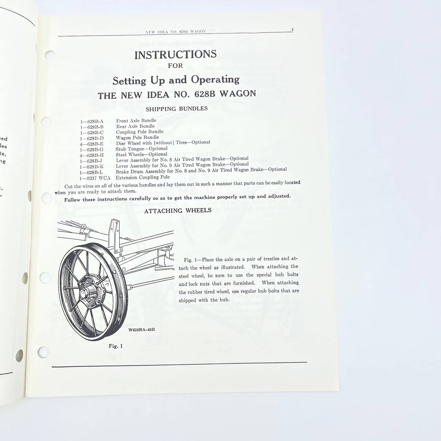 Original 1966 New Idea Instructions & Repair Parts List W-75 for 628B Wagon TB9