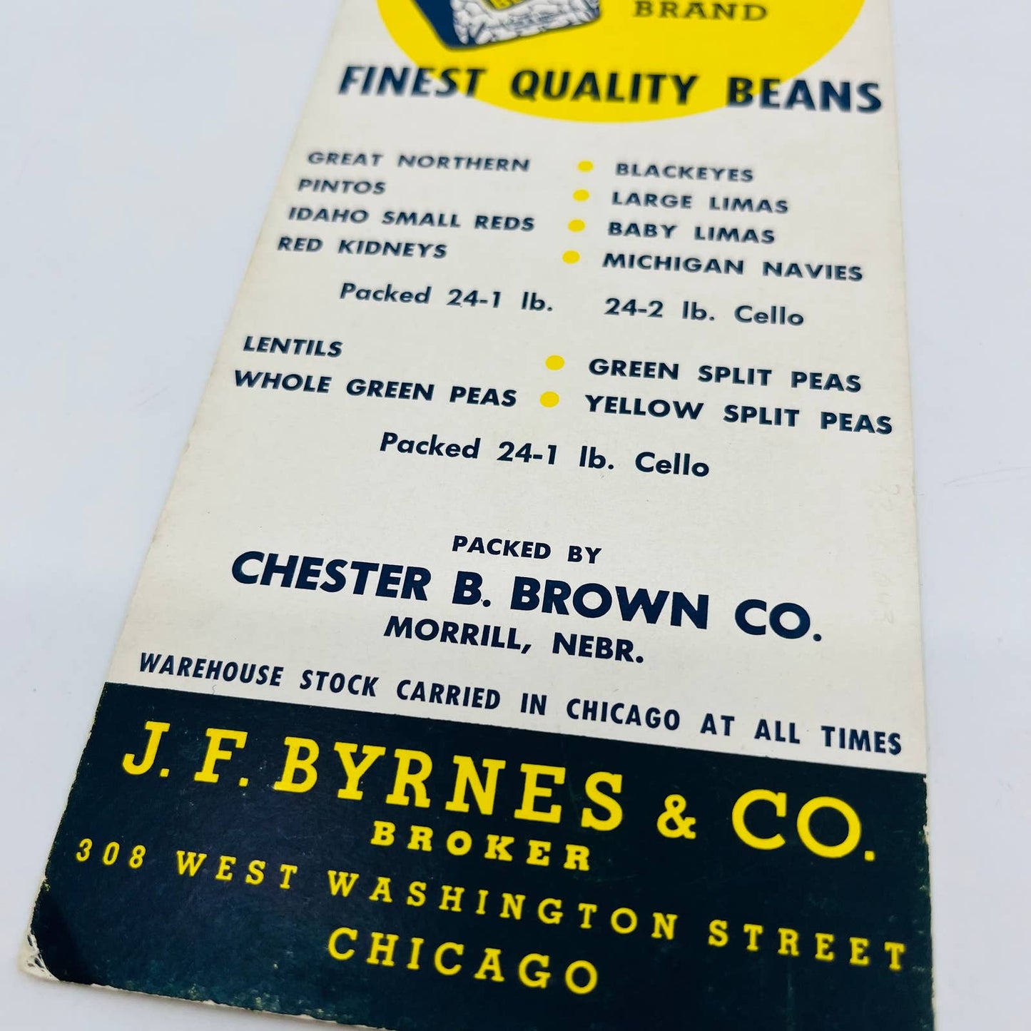 1900s Blotter Brown’s Best Great Northern Beans Chester B Brown Chicago IL SB8