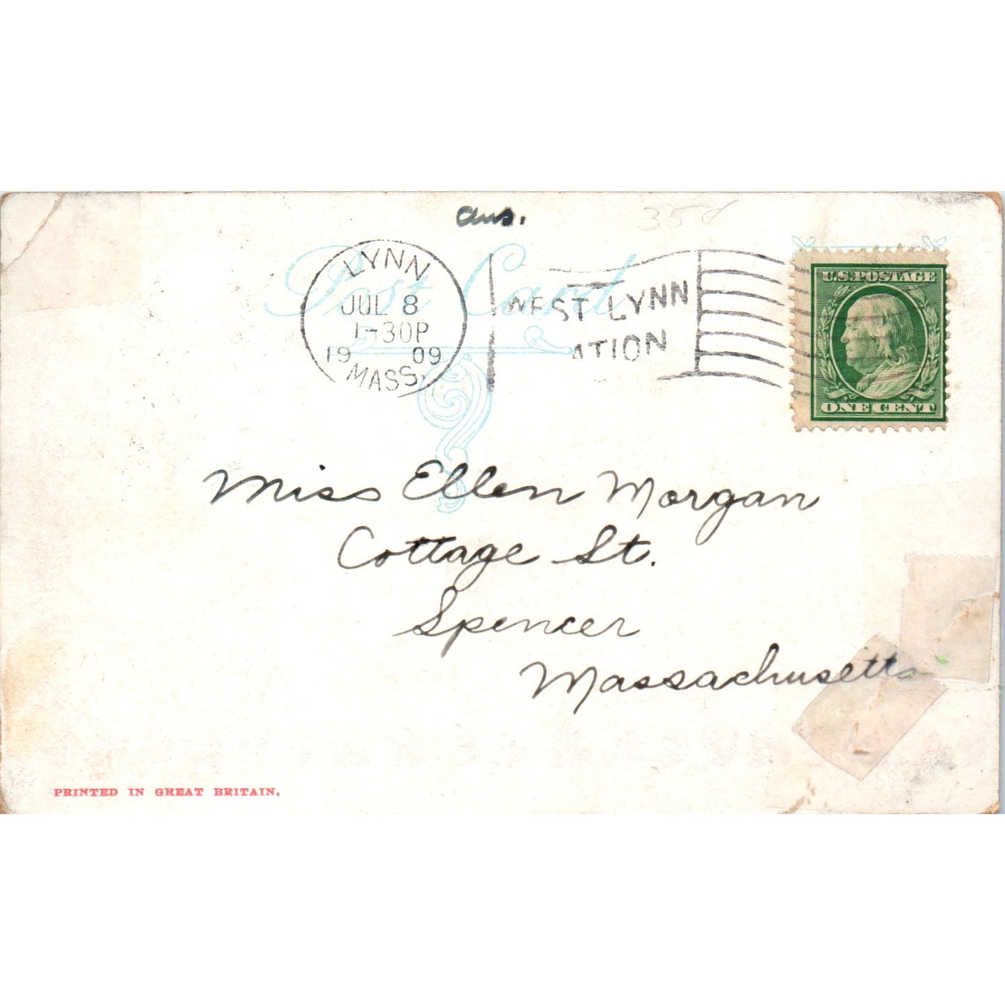 1909 Bank of Cupid Valentine Original Postcard P1-13