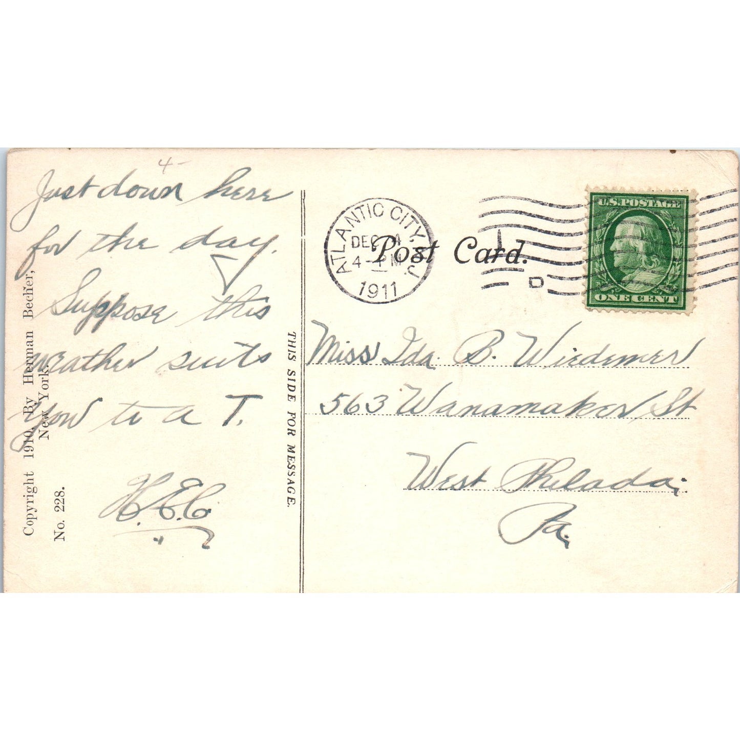 Sand Artist On the Beach 1911 Atlantic City NJ Original Postcard P2-10