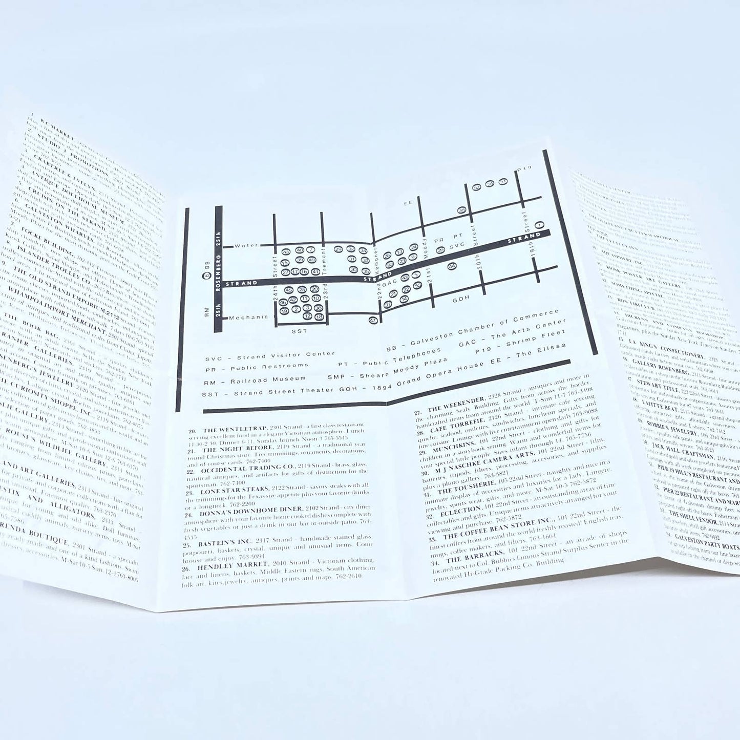 1983 The Strand Shopping Center Galveston TX Fold Out Brochure Map AC1