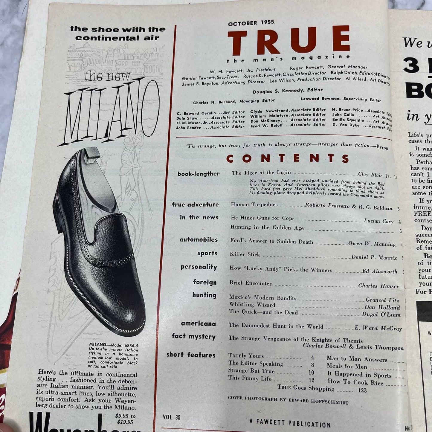 1955 Oct TRUE MAGAZINE Hunting Issue Ford Safety Tiger of the Imjin TJ3