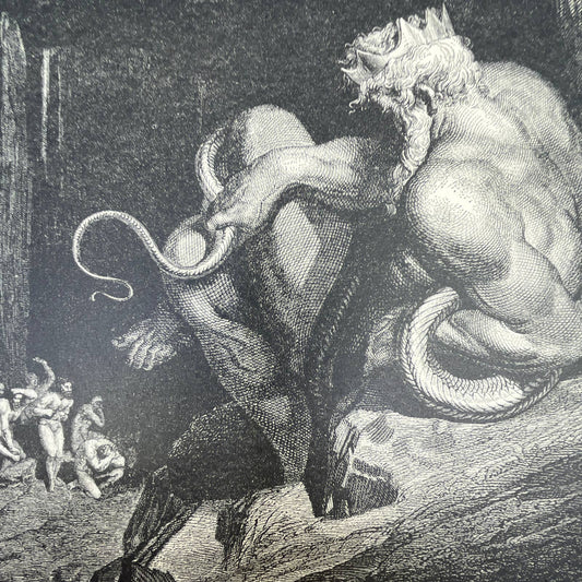 Original 1880s Gustave Dore Engraving Divine Comedy - There Minos Stands FL4