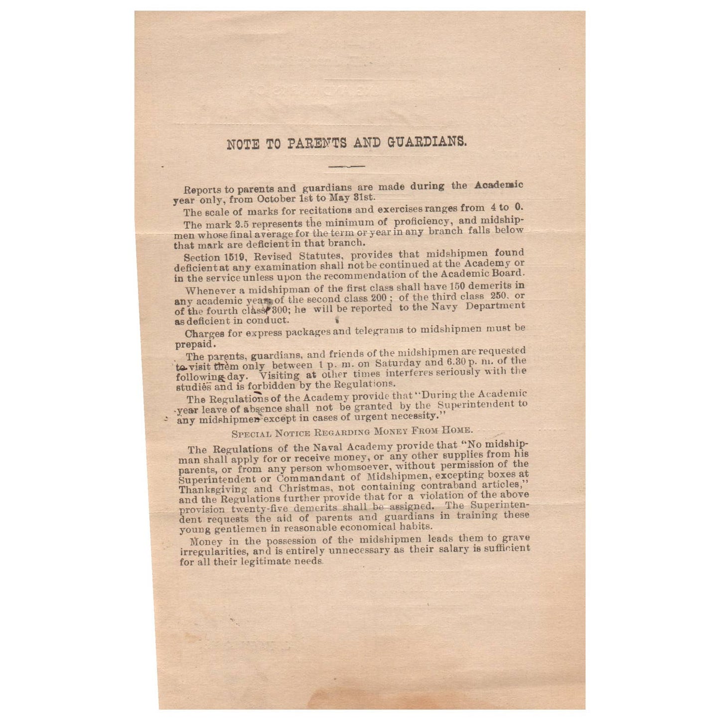 1914 Apr WWI Era US Naval Academy Midshipman JGM Stone Report Card WF Fullam AC9