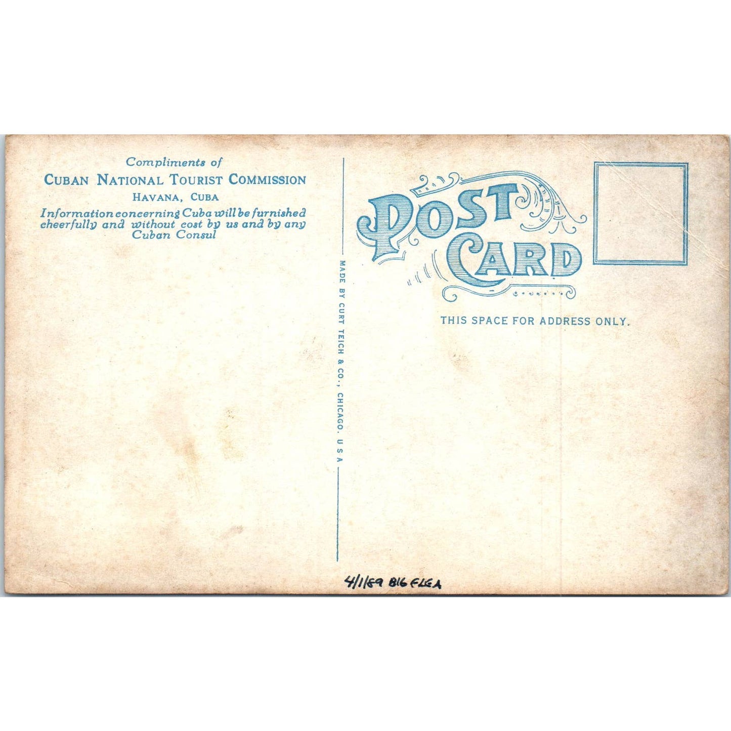 Private Residence in Coronela Havana Cuba Original Postcard TK1-P12