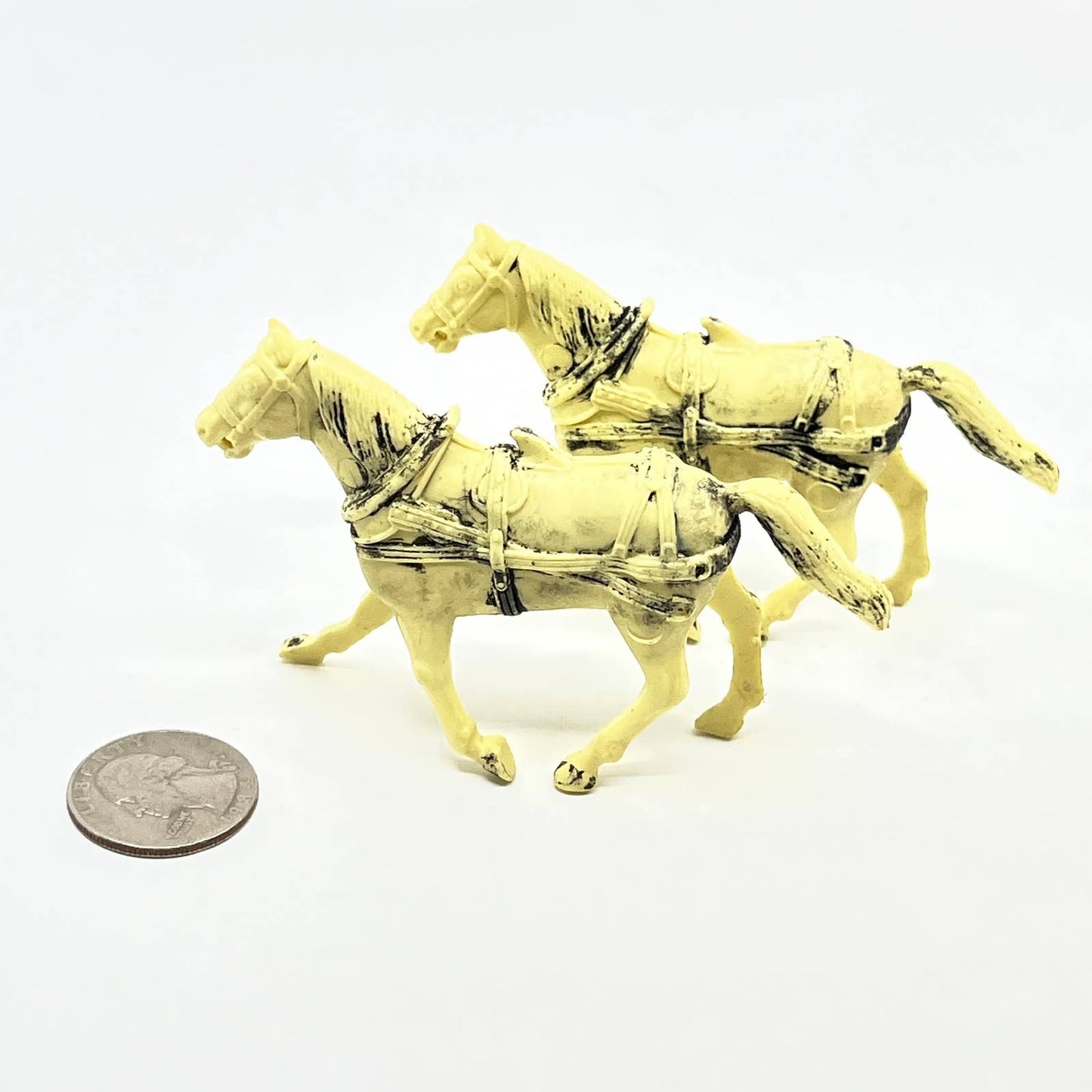 Marx 1960 Western Stage Coach Wagon Civil War Cassion Horse Team Cream Black SD7