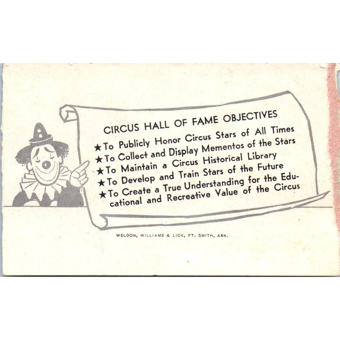 Vintage Circus Hall of Fame Ticket Stub Sarasota Florida TH2-SF2