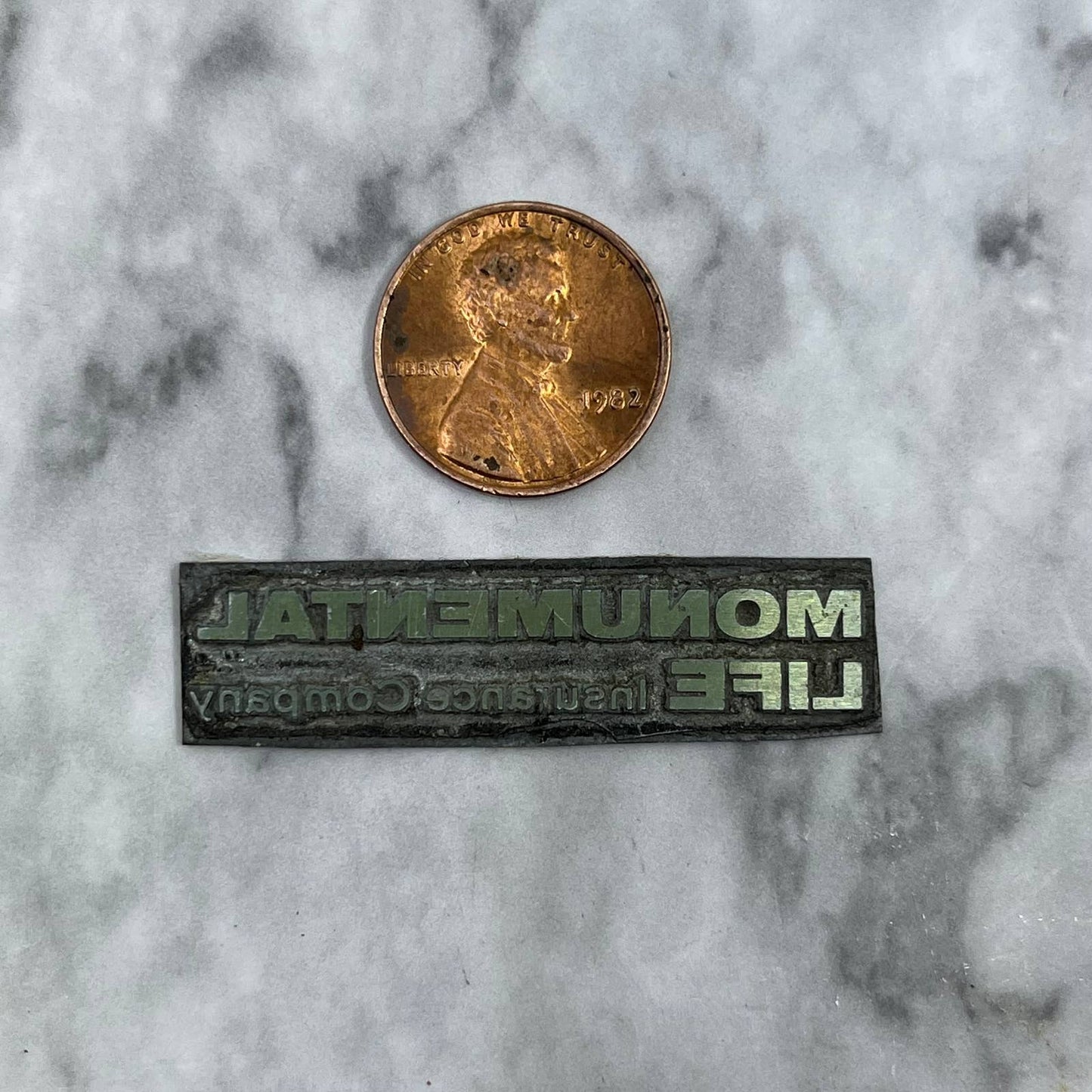 Vintage Letterpress Printers Block Plate Monumental Life Insurance Co. TJ512