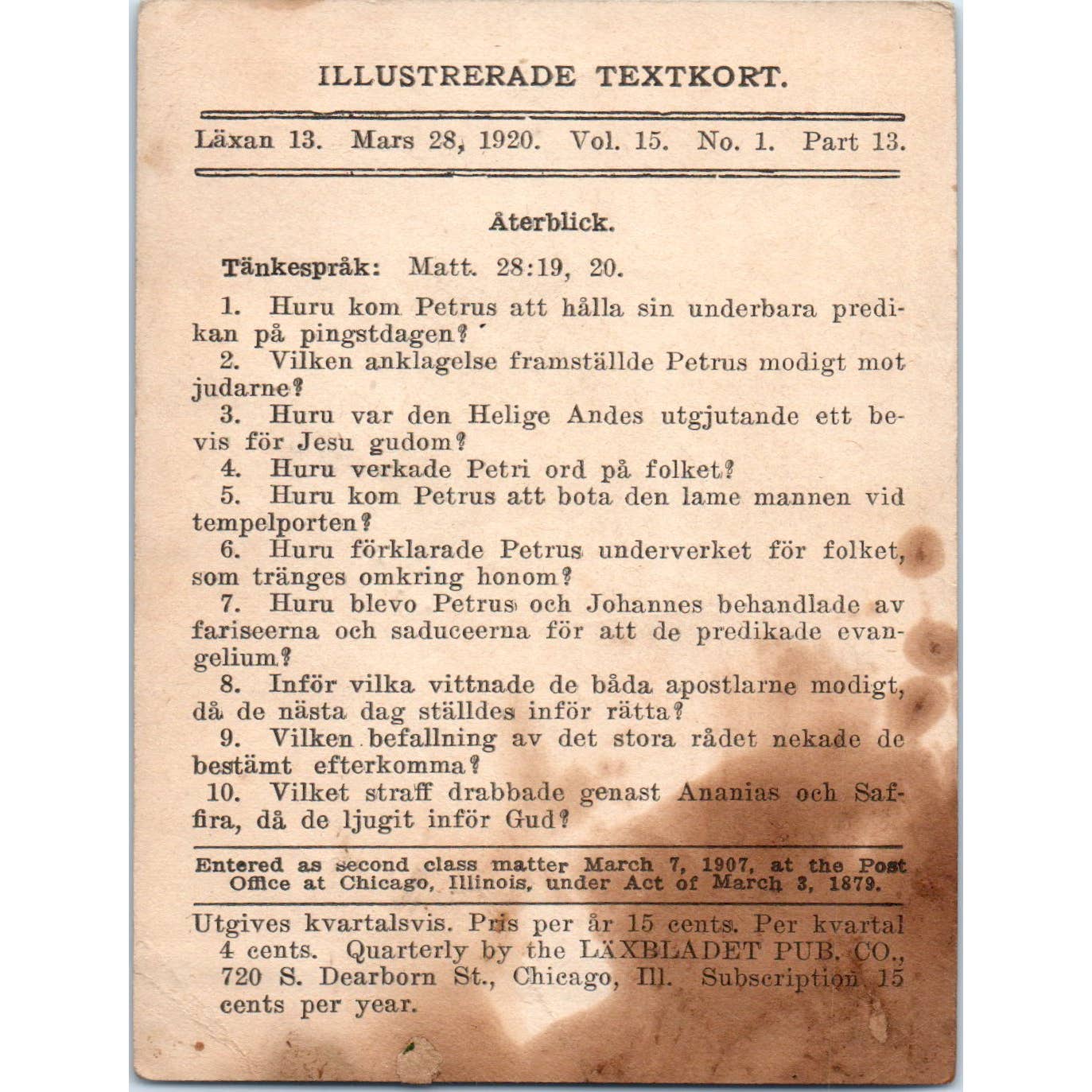 1920 Christian GERMAN Lesson Picture Card Jesus is Our Nearest Friend SE5