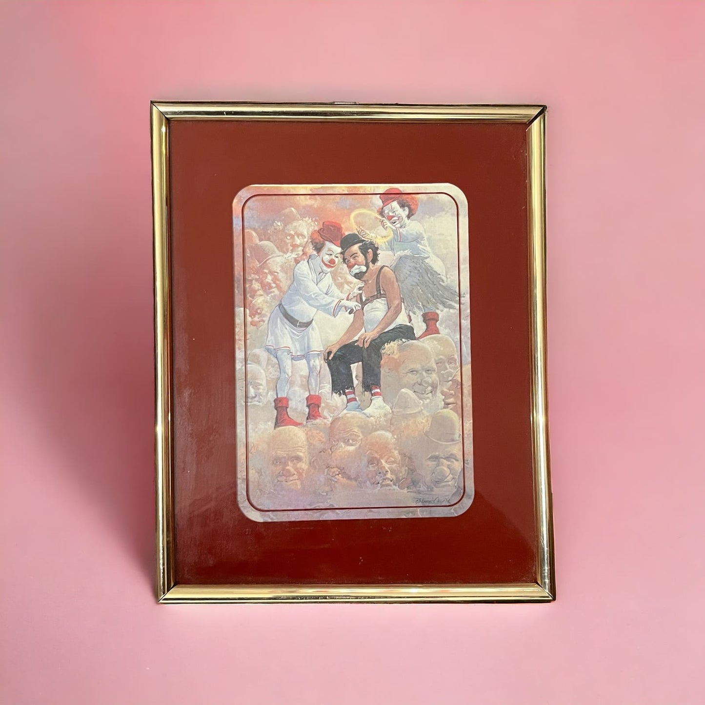 Vintage Retro Robert Owen Clown Hobo Print First Fitting framed 8x10" 1