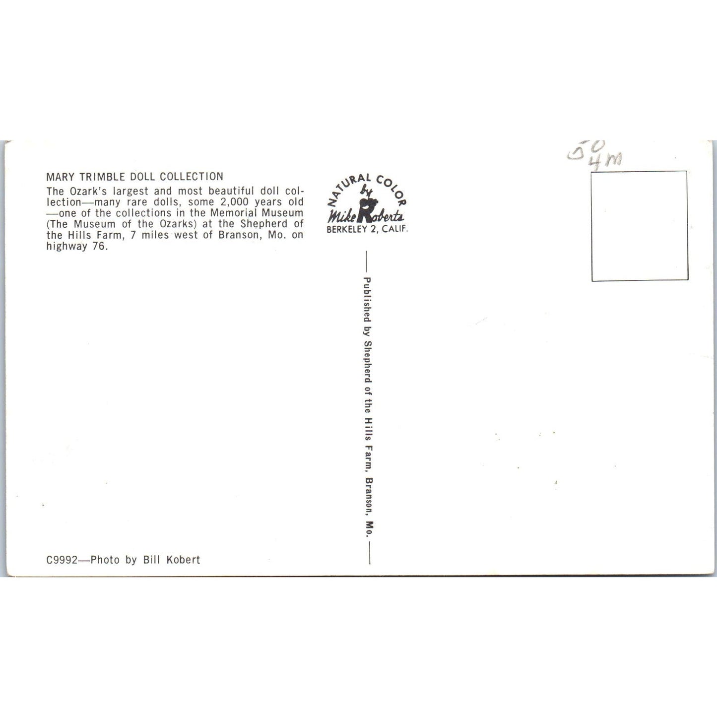 Mary Trimble Doll Collection Memorial Museum Branson MO Original Postcard PB6