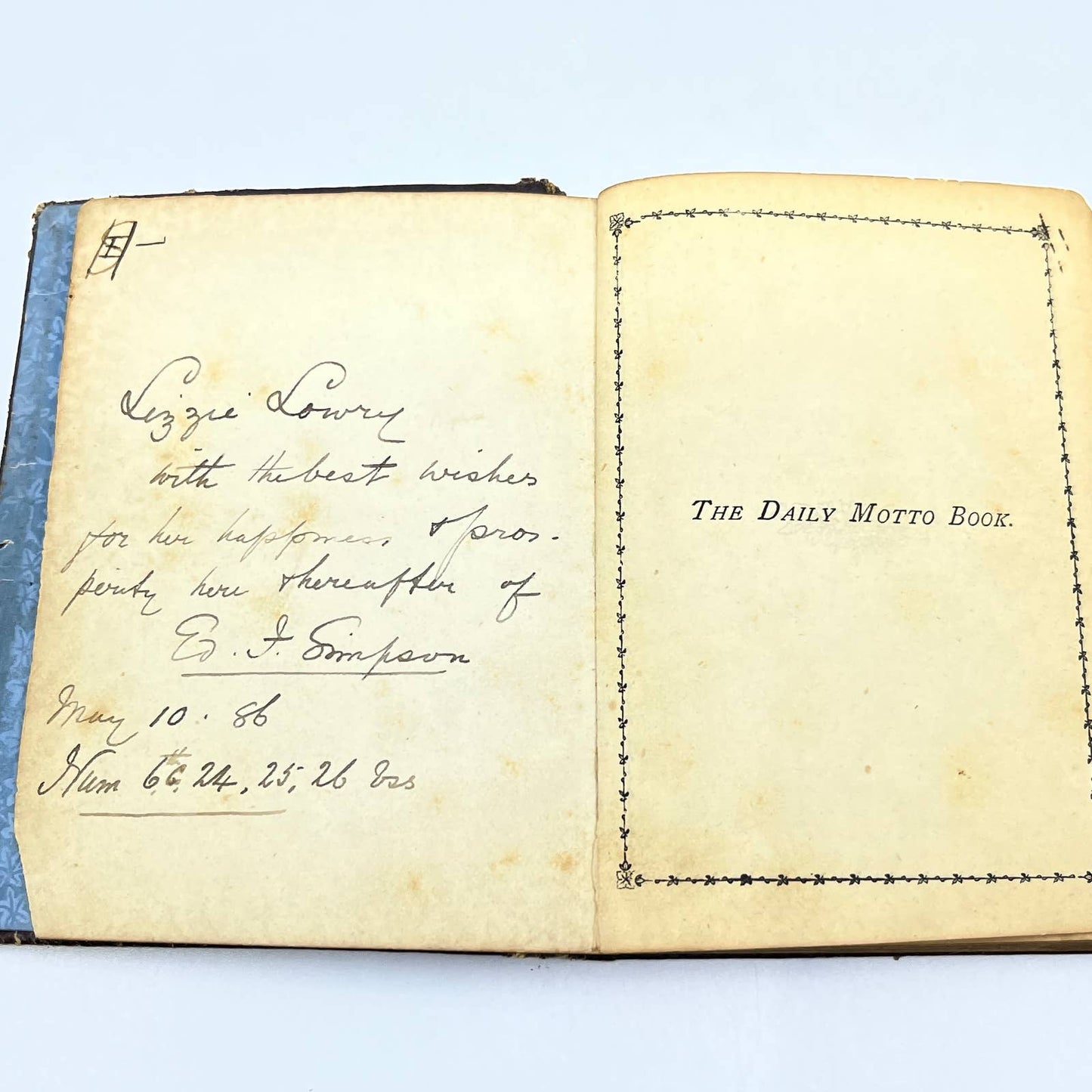 1886 The Daily Motto Birthday Calendar and Poetry Book Frederick & Warne Co. TG2