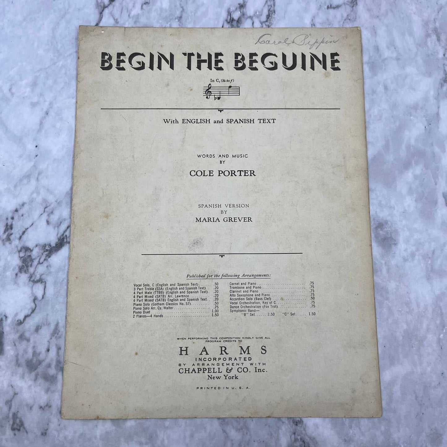 Begin The Beguine • Cole Porter • Vintage 1935 Sheet Music TH5
