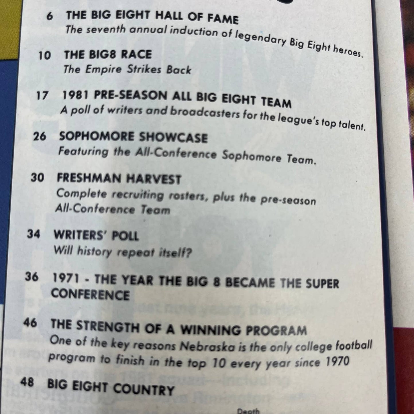 1981 Big Eight Football Special Magazine Roger Craig Nebraska Cornhuskers TH6