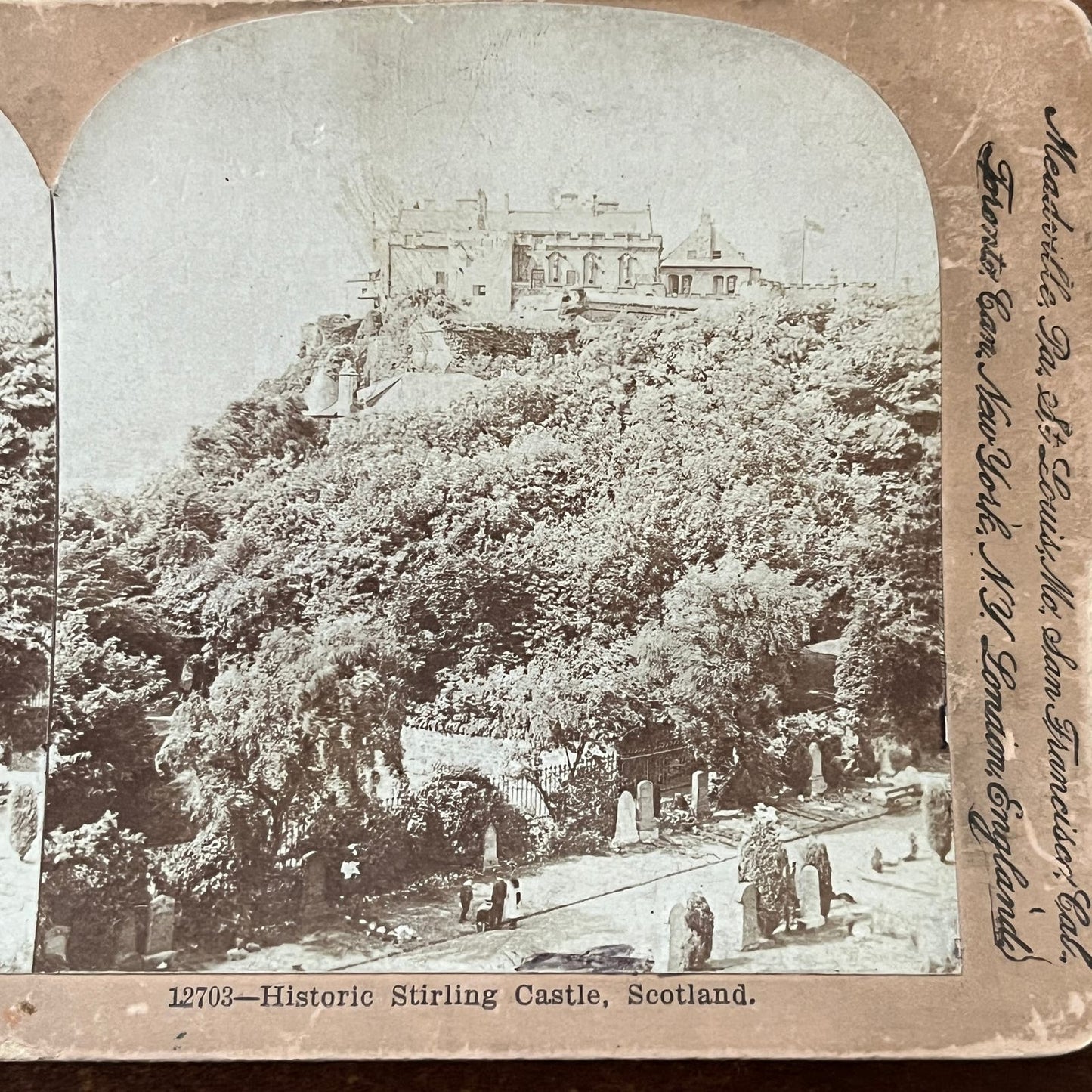 Historic Sterling Castle Scotland 1902 Antique Stereoview Card TJ9-V3