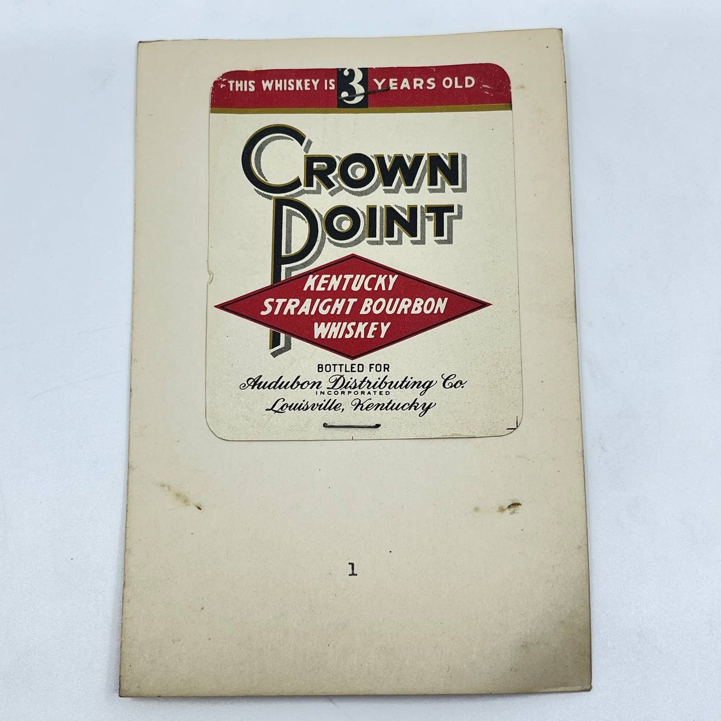 Crown Point Bourbon Whiskey Label Audubon Distributing Co. Louisville KY