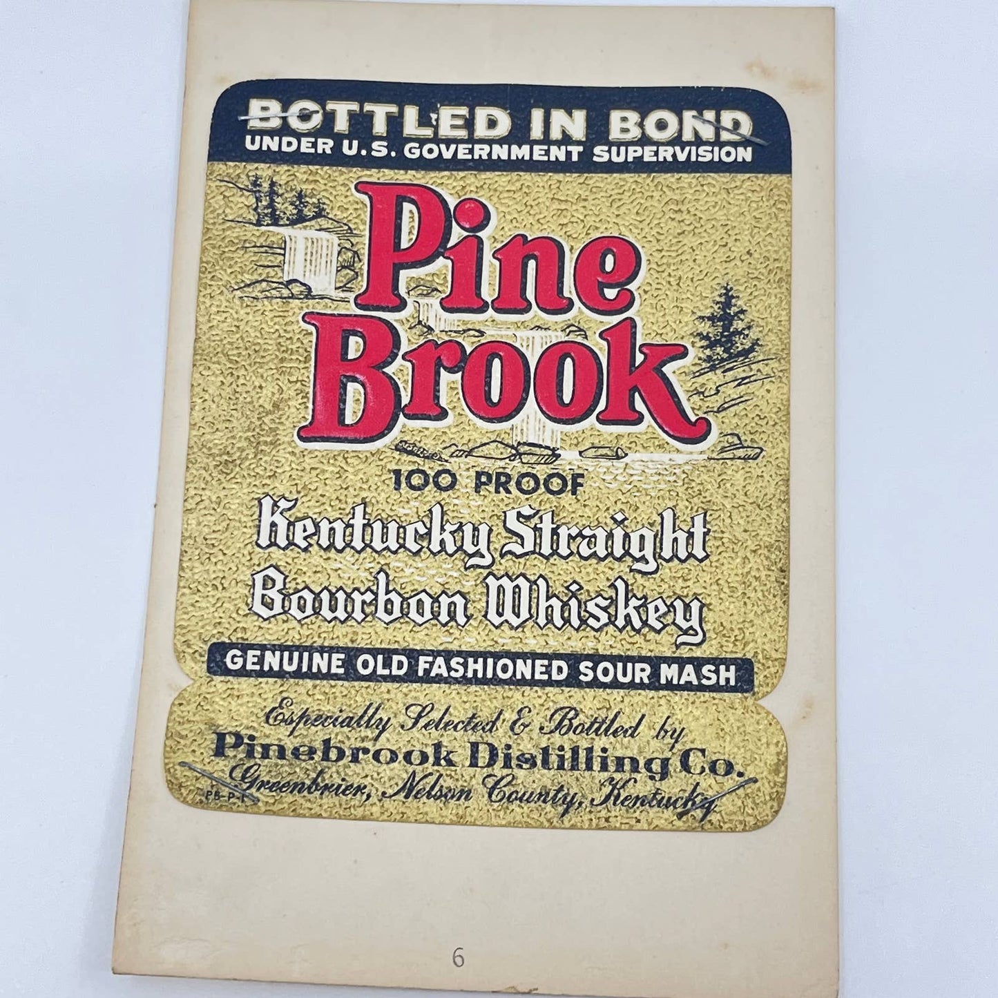 Pine Brook Kentucky Whiskey Label Pinebrook Distilling Co Greenbrier KY