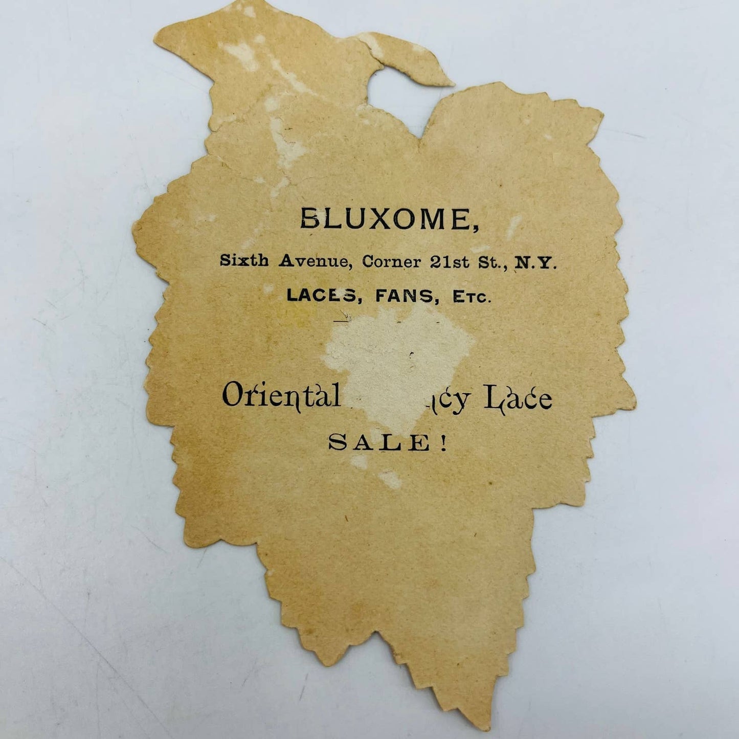 1880s Victorian Trade Card Bluxome NY STRAWBERRY Die Cut Laces Fans For Sale AA2