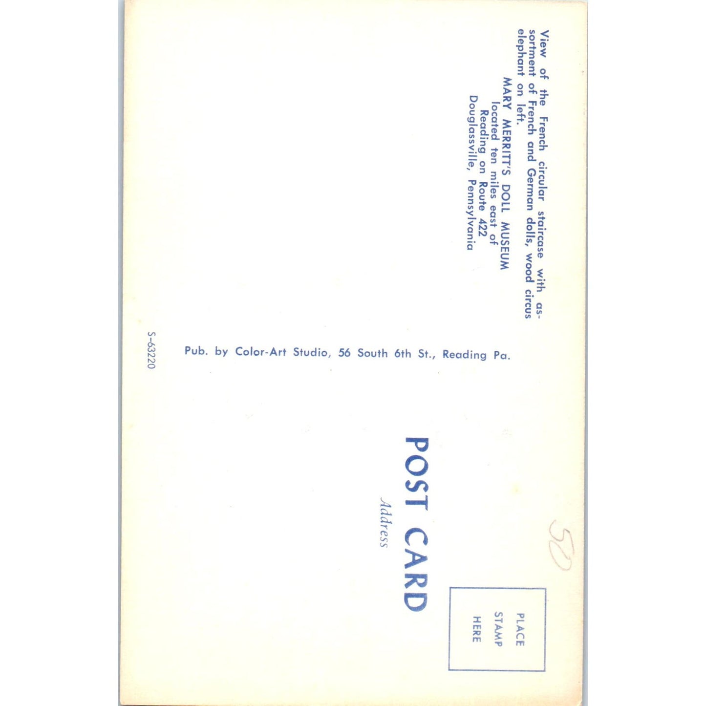 French and German Dolls at Mary Merritt's Doll Museum PA Original Postcard PB7