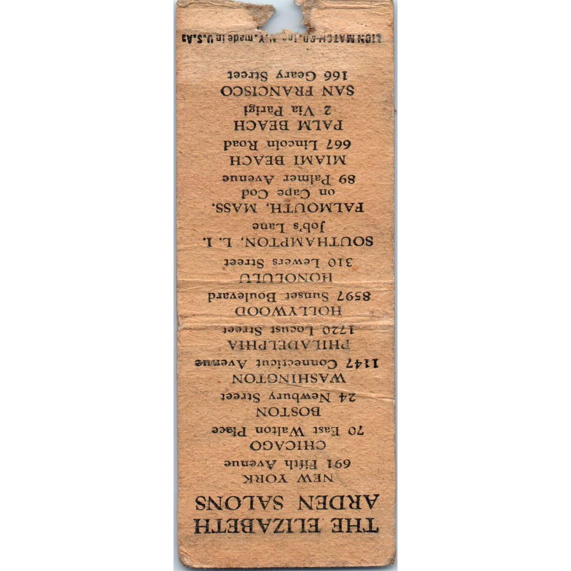 Elizabeth Arden 5th Ave New York Advertising Matchbook Cover SA9-M3