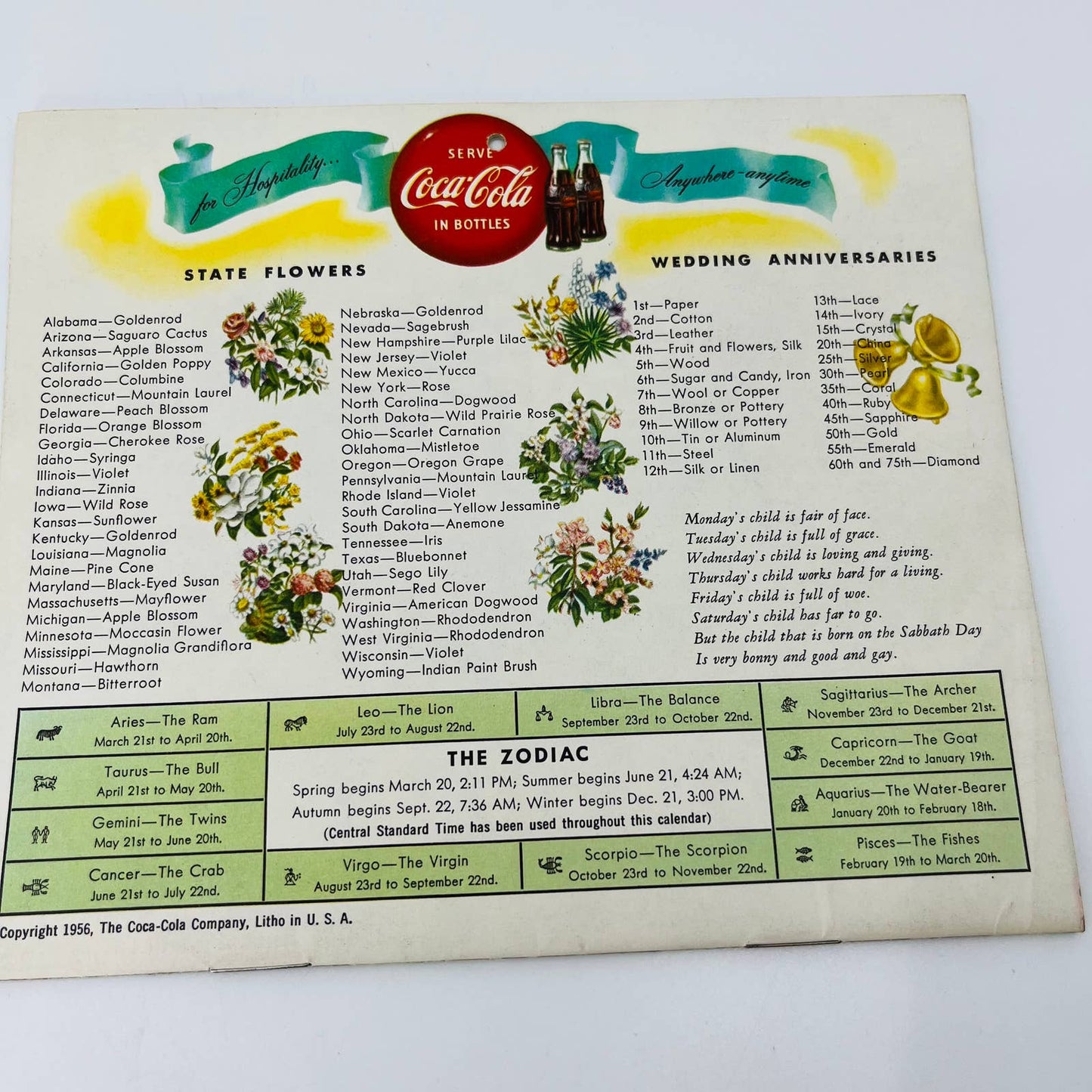 1956 Coca Cola Calendar Coke Santa Flower Paintings MOMA MARGERITA SALINGER C4